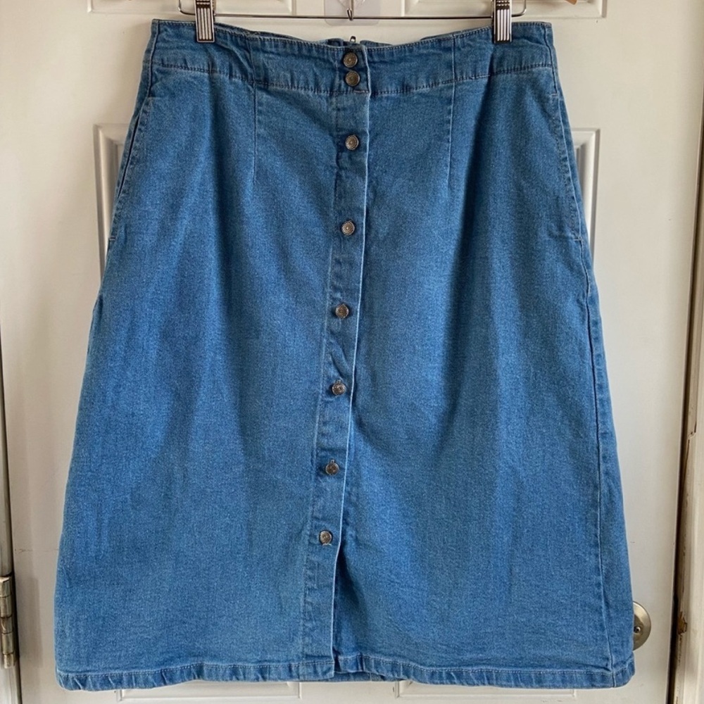 Vintage Denim Button Front Jean Skirt Size 12